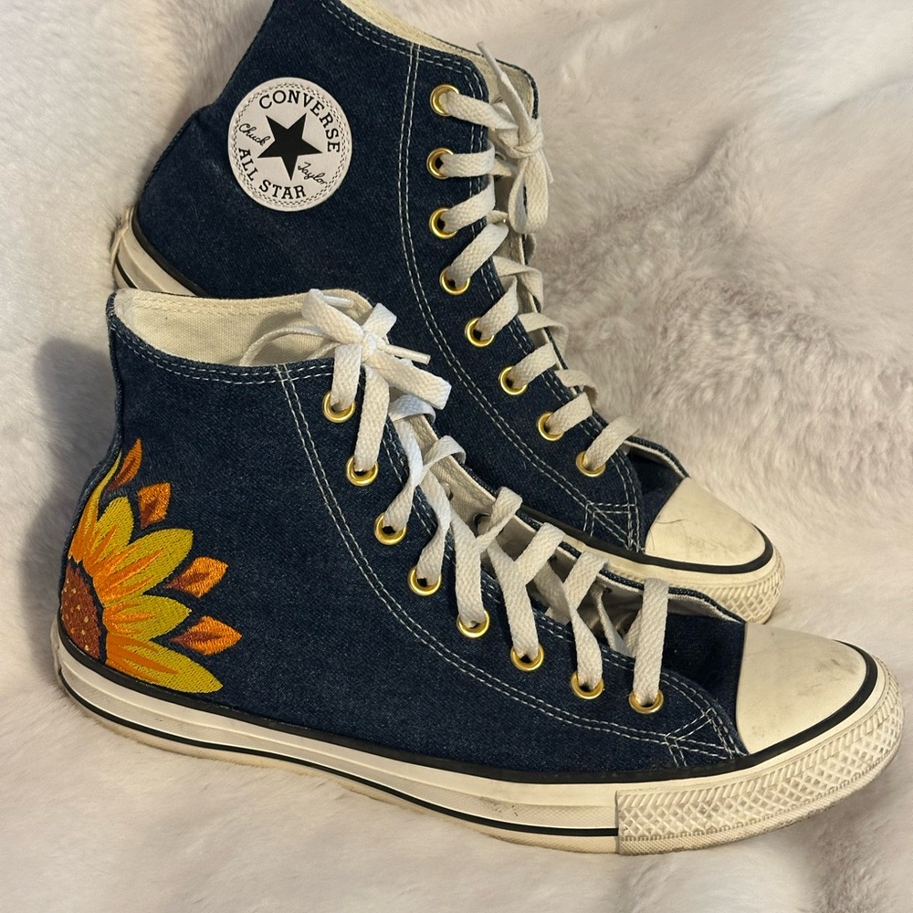Converse Women's High-Top with Sunflower Embroidery